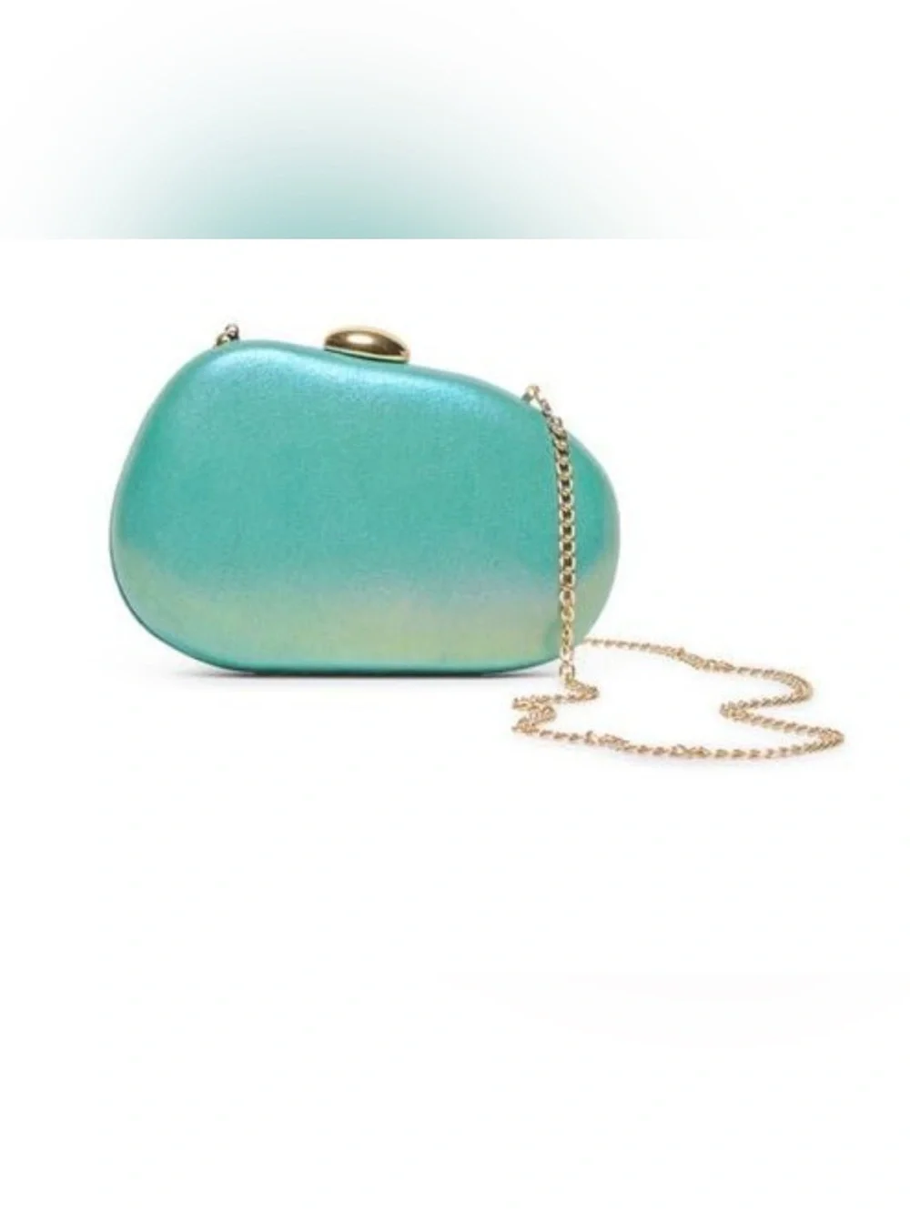 Dolce Vita Teal Hardshell Clutch with Gold Accent